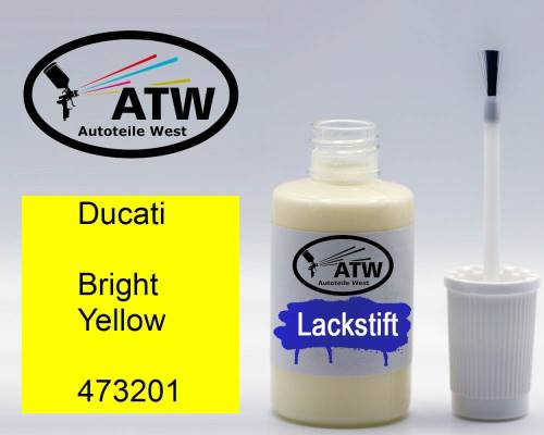 Ducati, Bright Yellow, 473201: 20ml Lackstift, von ATW Autoteile West.